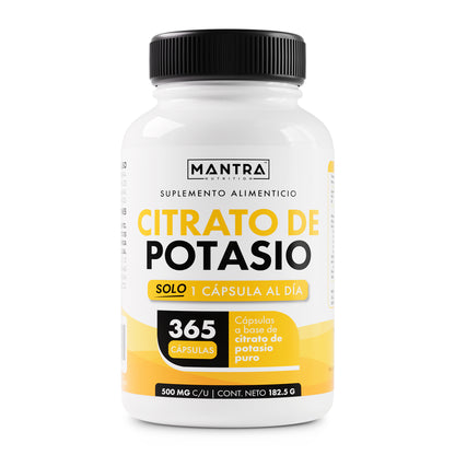 Citrato de Potasio | 365 Cápsulas – 500 mg de Potasio Puro