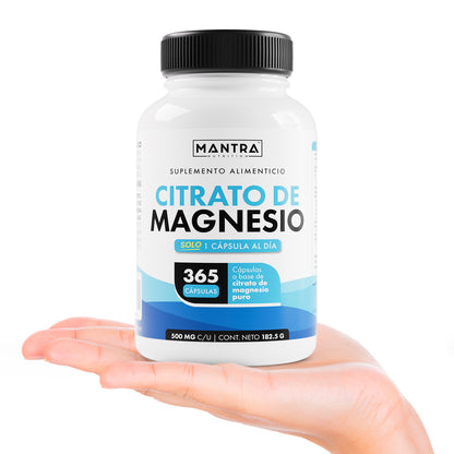 Citrato de Magnesio | 365 Cápsulas – 500 mg de Magnesio Puro