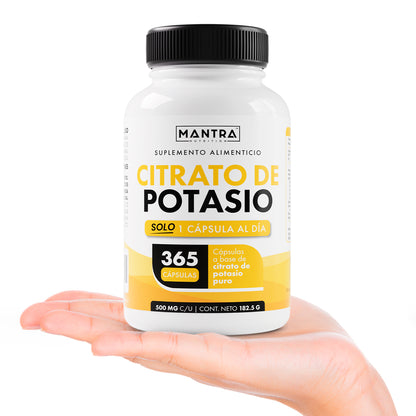 Citrato de Potasio | 365 Cápsulas – 500 mg de Potasio Puro