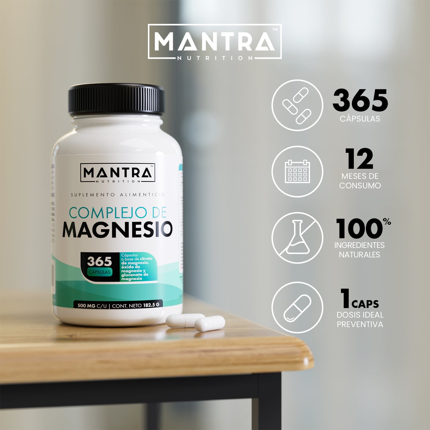 Complejo de Magnesio | 365 Cápsulas – Fórmula Completa