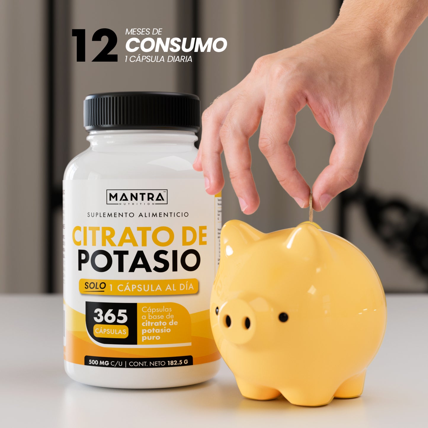 Citrato de Potasio | 365 Cápsulas – 500 mg de Potasio Puro