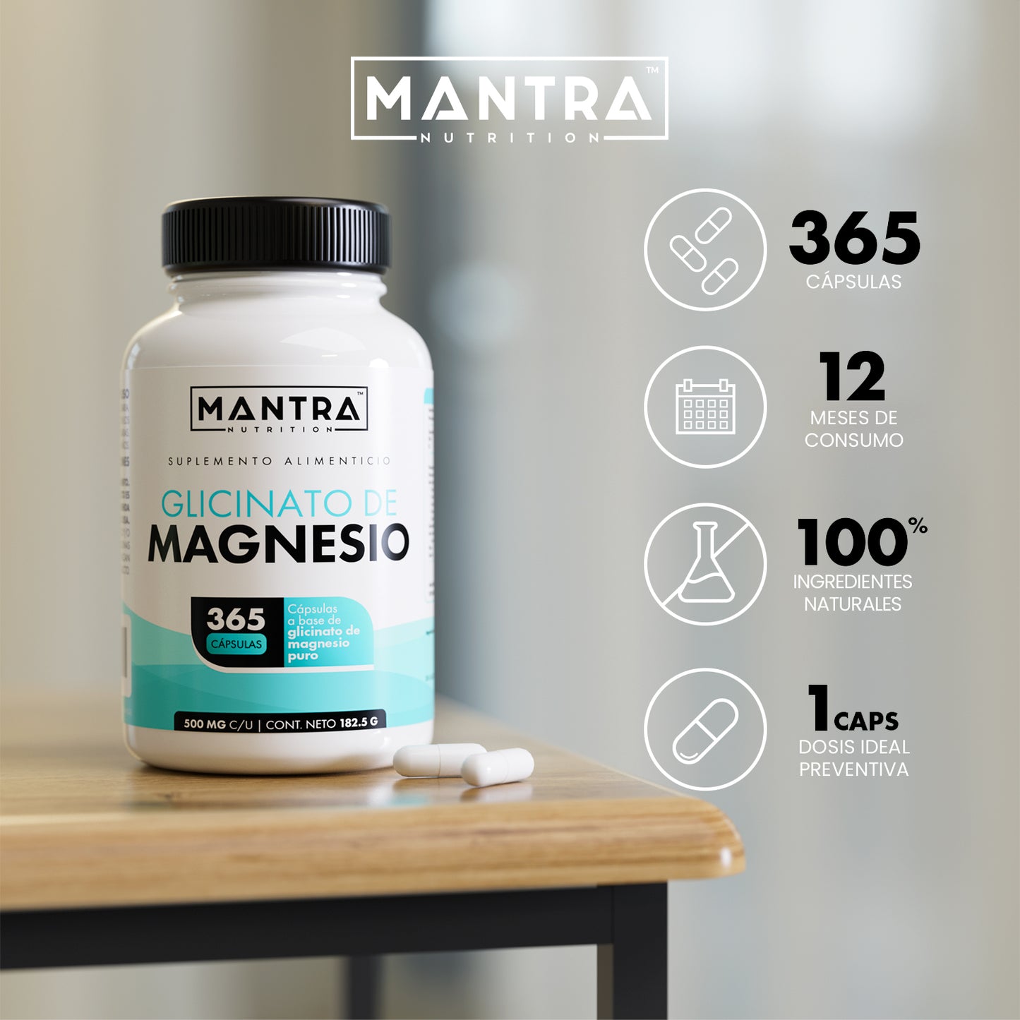 Glicinato de Magnesio | 365 Cápsulas – Alta Biodisponibilidad