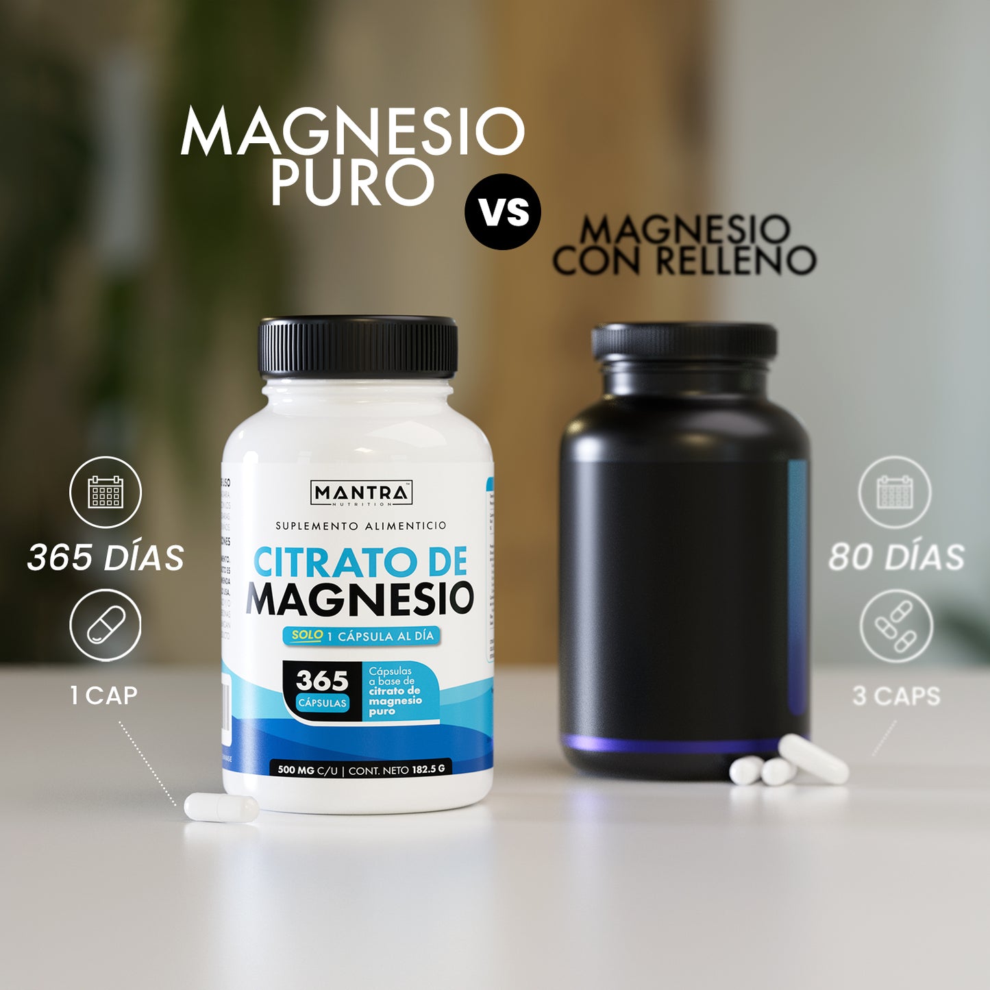 Citrato de Magnesio | 365 Cápsulas – 500 mg de Magnesio Puro
